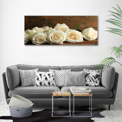 Glass acrylic wall art White roses