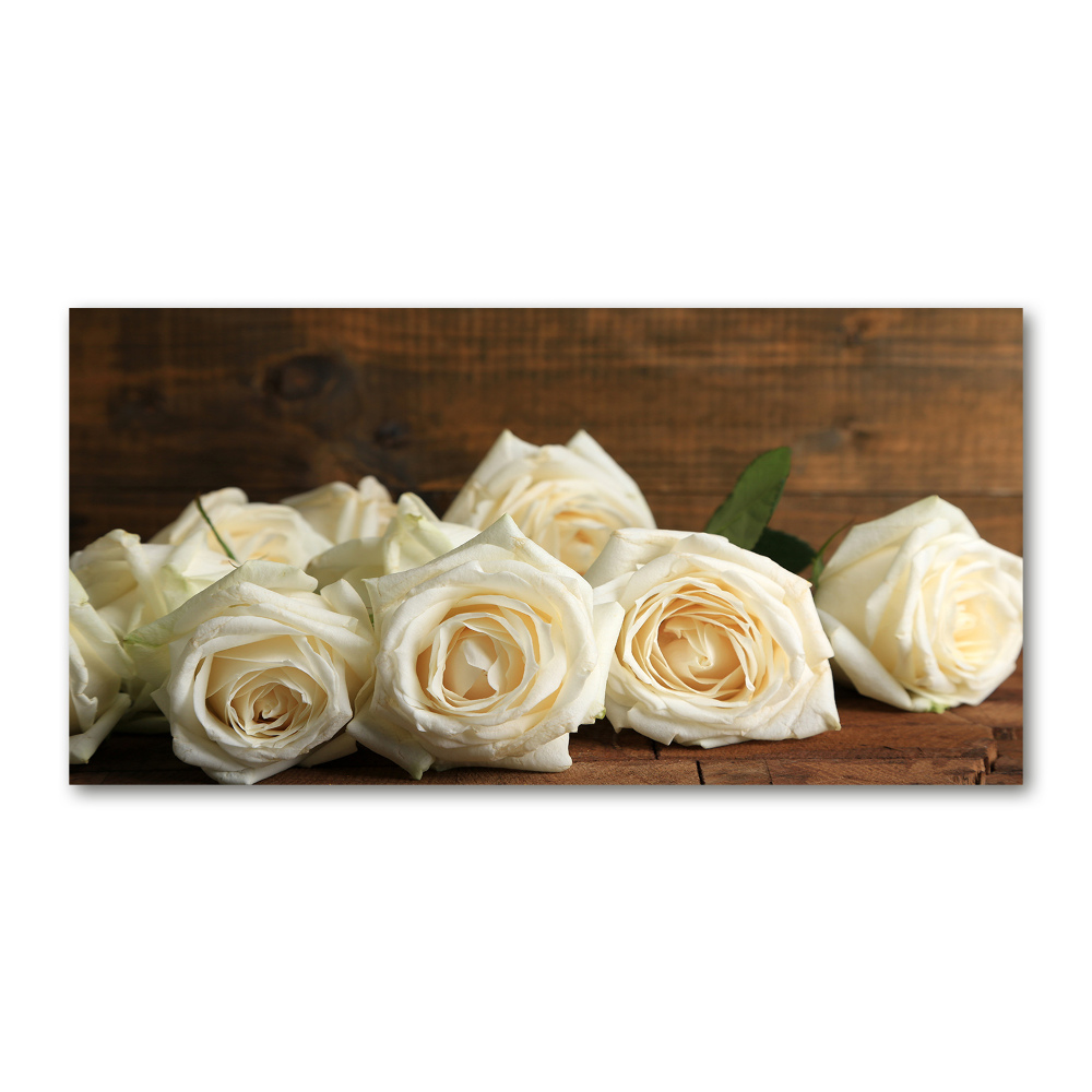 Glass acrylic wall art White roses