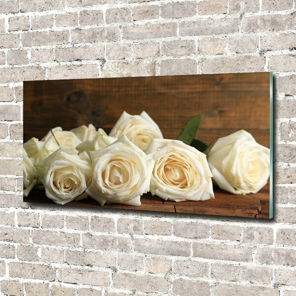 Glass acrylic wall art White roses