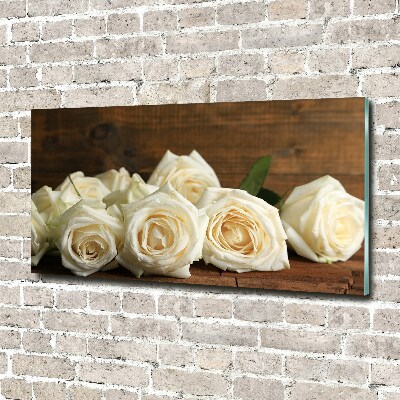 Glass acrylic wall art White roses