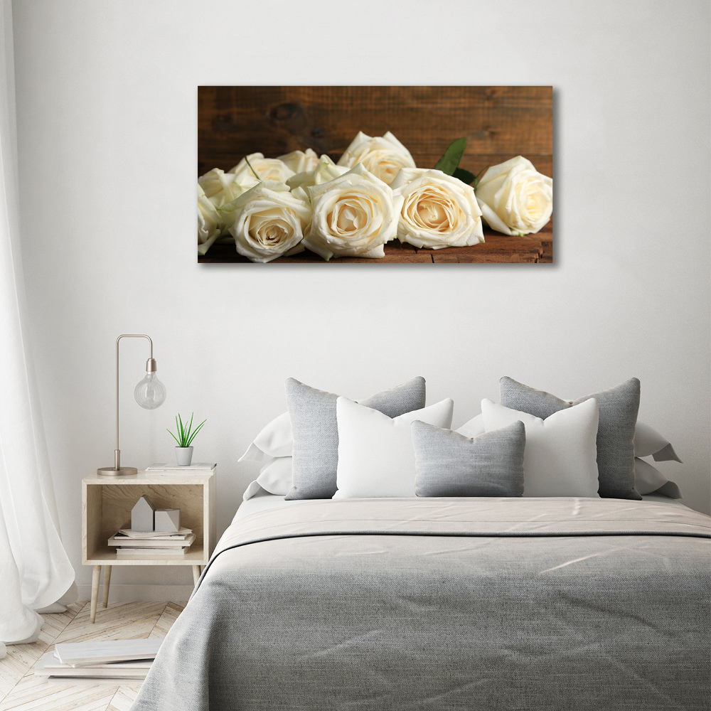 Glass acrylic wall art White roses