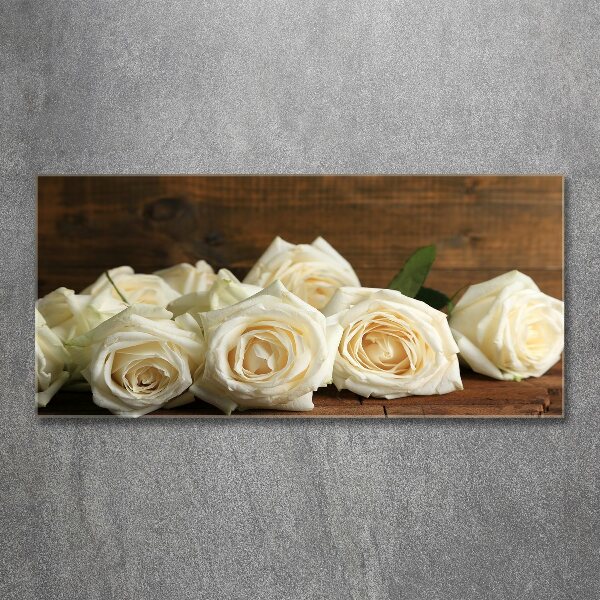 Glass acrylic wall art White roses