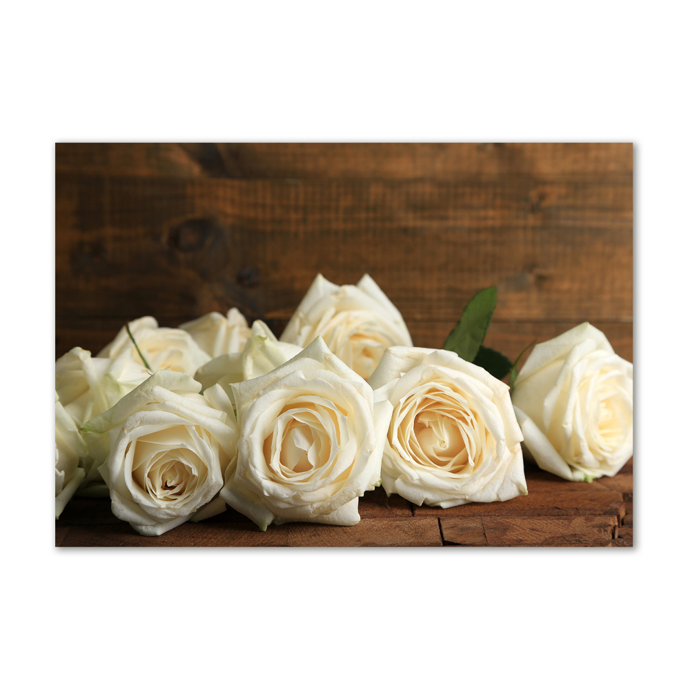 Glass acrylic wall art White roses