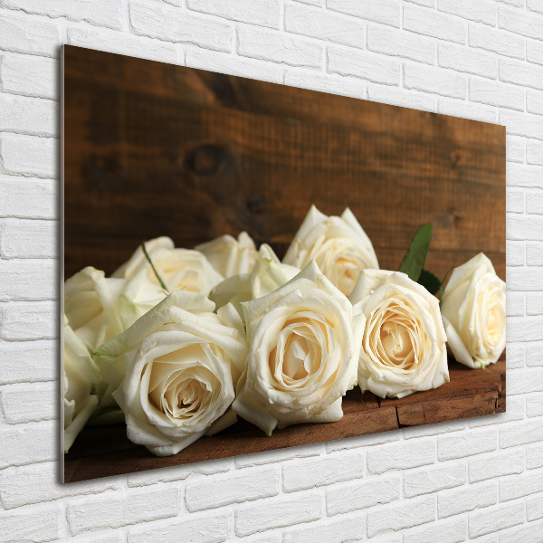 Glass acrylic wall art White roses