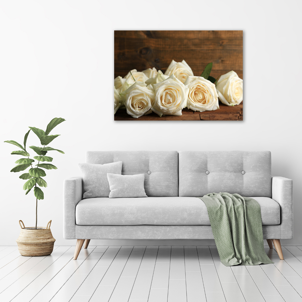 Glass acrylic wall art White roses