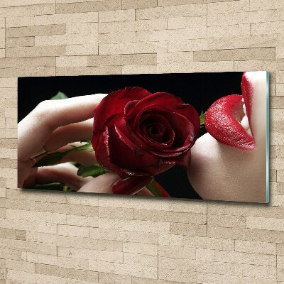 Wall art acrylic A woman with a rose