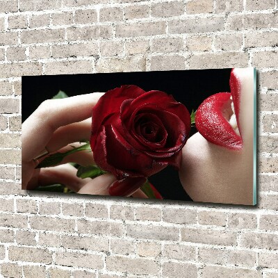 Wall art acrylic A woman with a rose