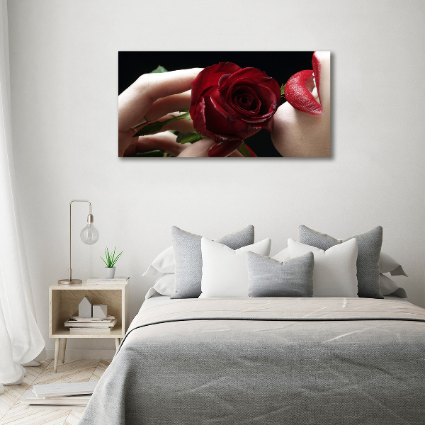 Wall art acrylic A woman with a rose