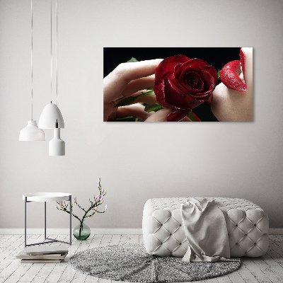 Wall art acrylic A woman with a rose