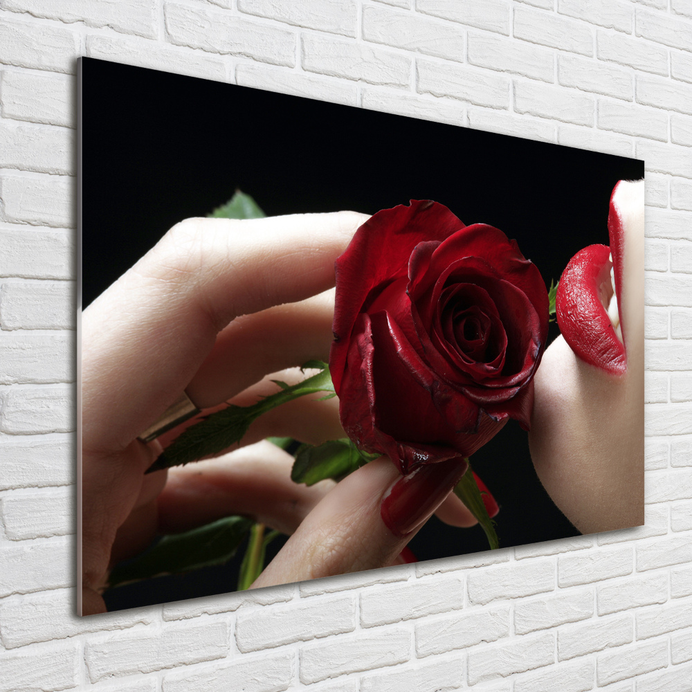 Wall art acrylic A woman with a rose