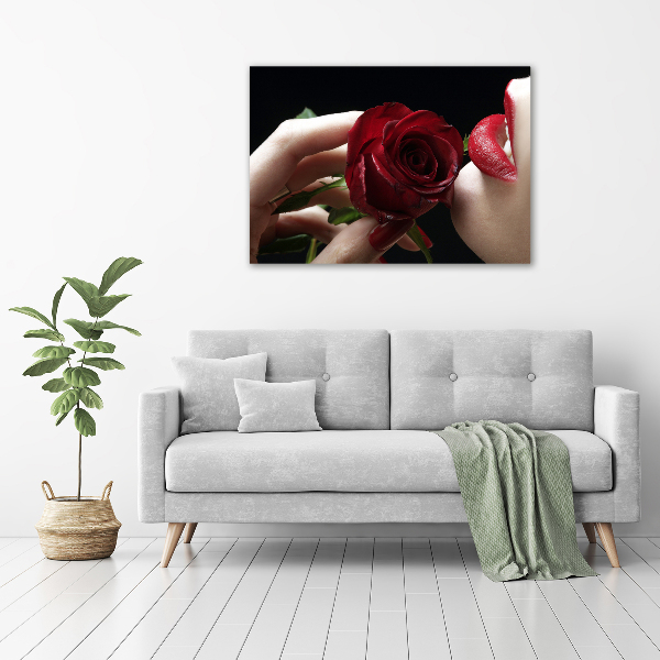 Wall art acrylic A woman with a rose