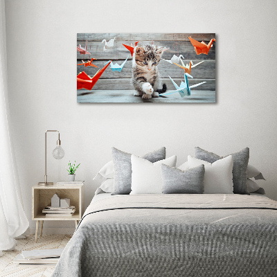 Acrylic wall art Cat birds of paper