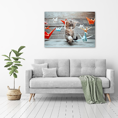 Acrylic wall art Cat birds of paper