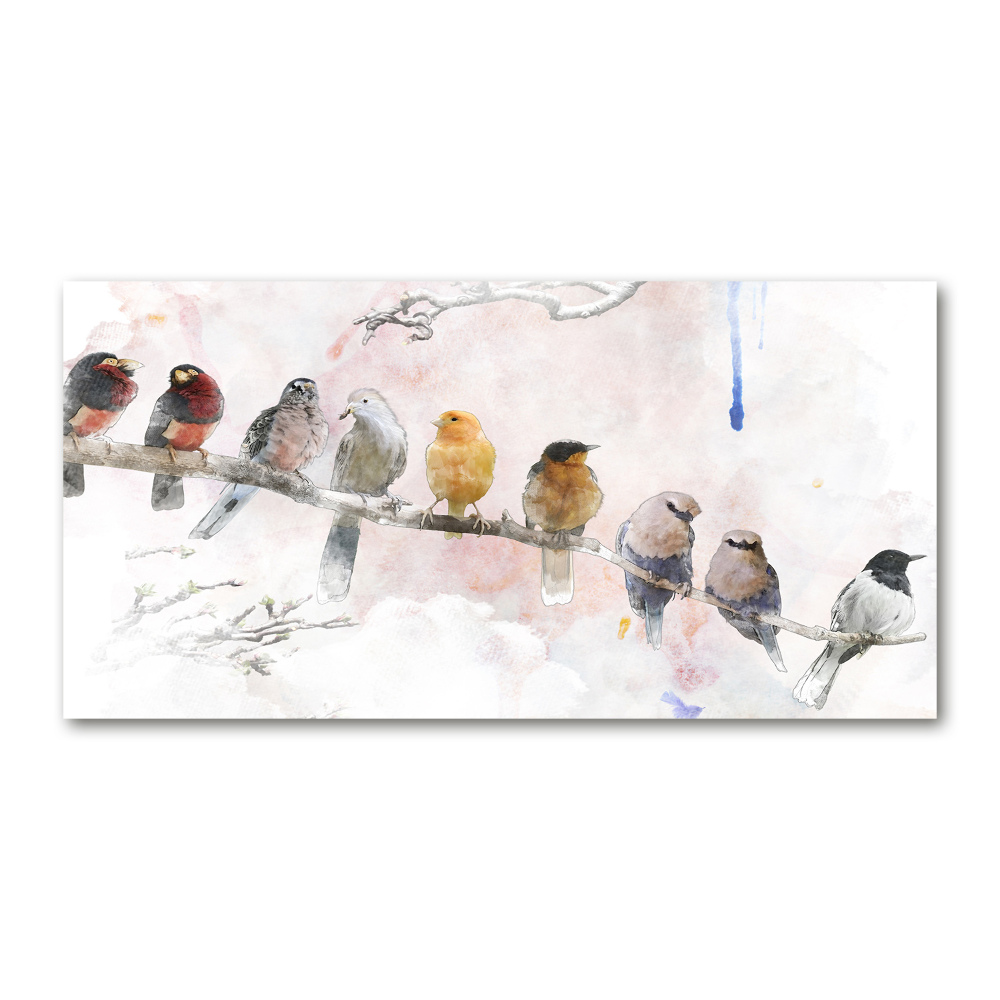 Glass acrylic wall art Birds on the branch