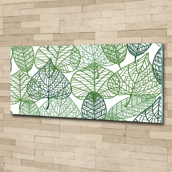 Wall art acrylic Green leaves pattern