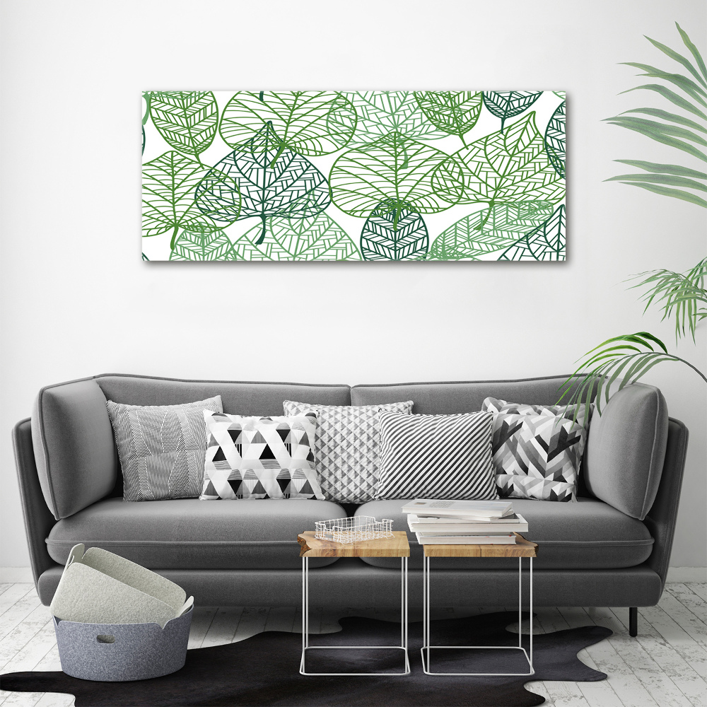 Wall art acrylic Green leaves pattern