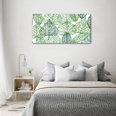 Wall art acrylic Green leaves pattern