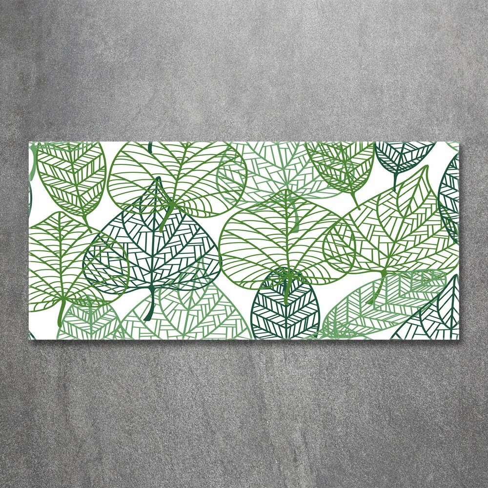 Wall art acrylic Green leaves pattern