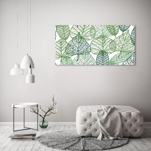 Wall art acrylic Green leaves pattern