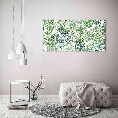 Wall art acrylic Green leaves pattern