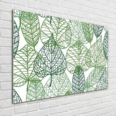 Wall art acrylic Green leaves pattern