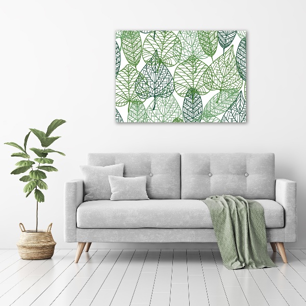 Wall art acrylic Green leaves pattern