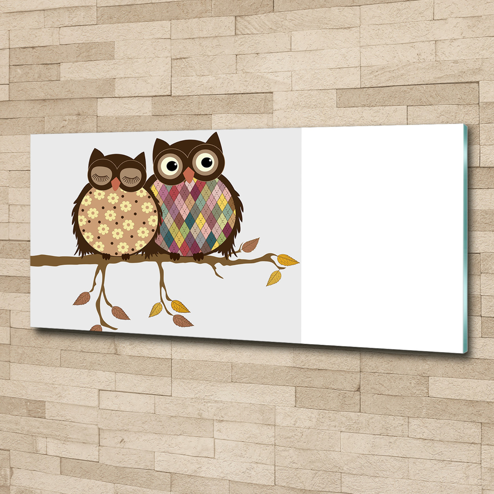 Wall art acrylic Two owls on the branches