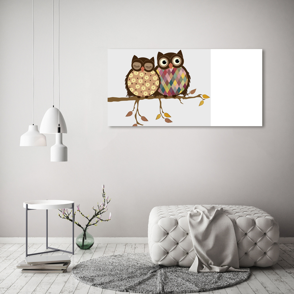 Wall art acrylic Two owls on the branches