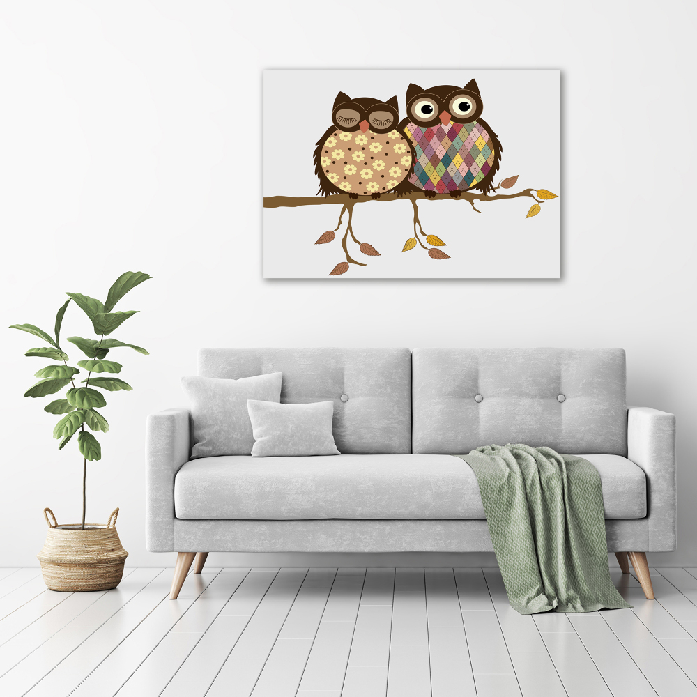 Wall art acrylic Two owls on the branches