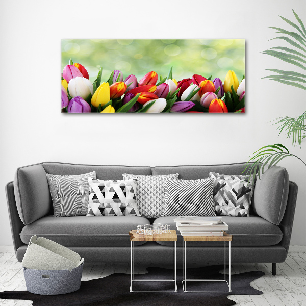 Wall art acrylic Colorful tulips