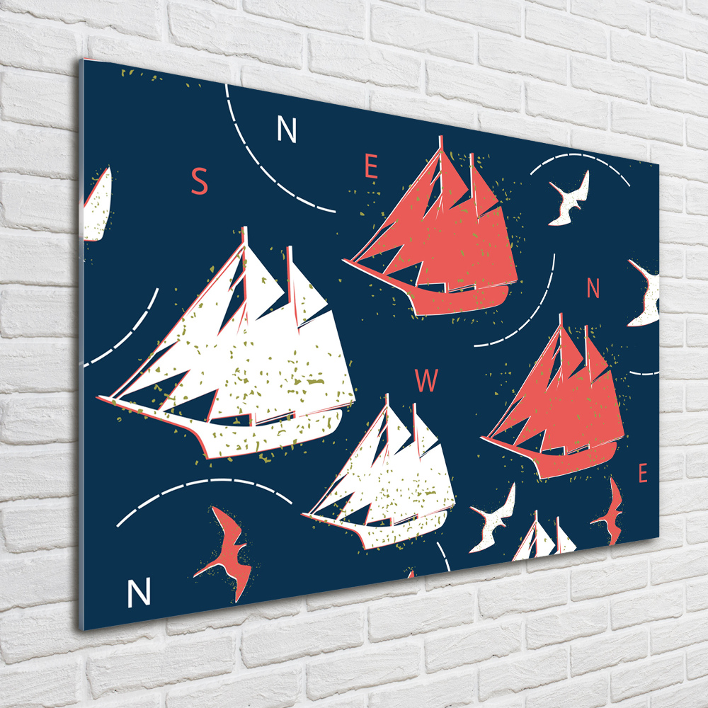 Wall art acrylic Ships sea birds