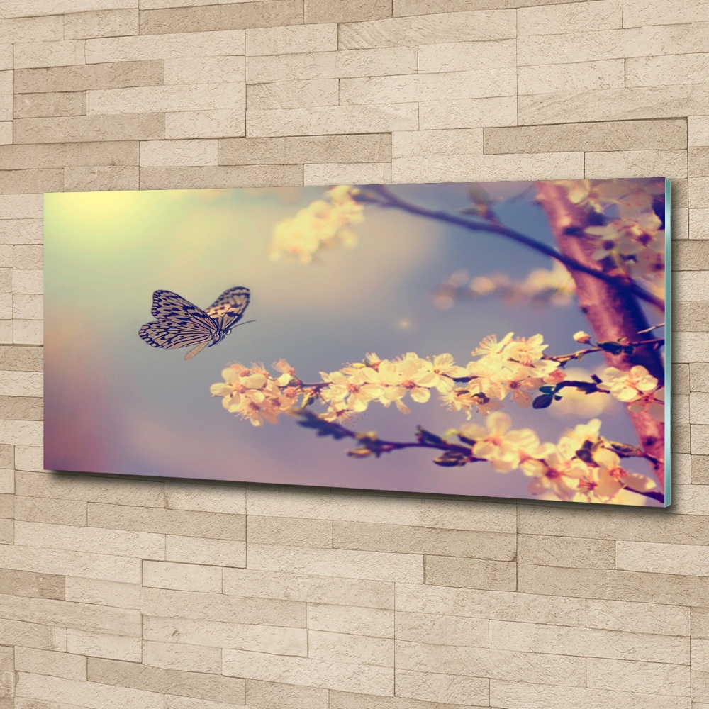 Wall art acrylic Cherry flower and butterfly