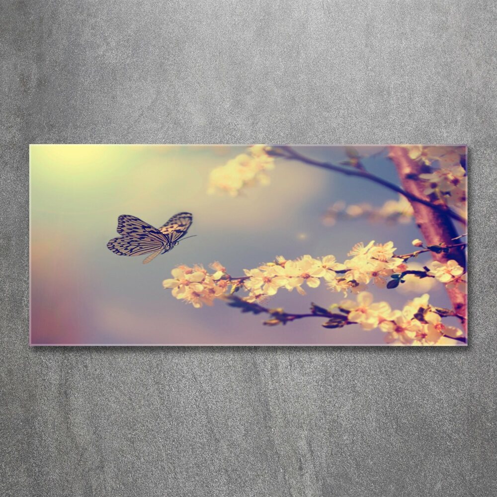 Wall art acrylic Cherry flower and butterfly