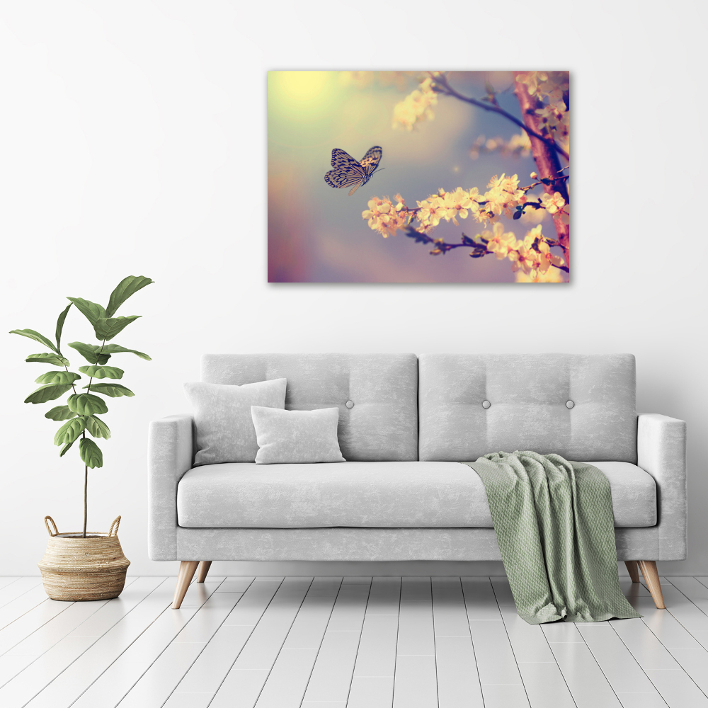 Wall art acrylic Cherry flower and butterfly