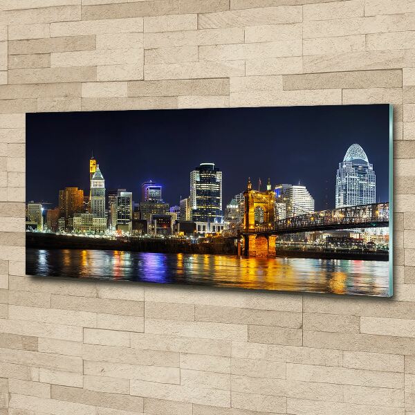 Wall art acrylic Ohio river at night