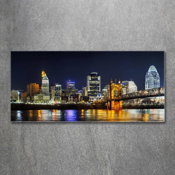 Wall art acrylic Ohio river at night