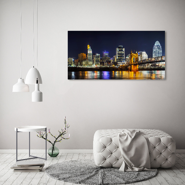 Wall art acrylic Ohio river at night