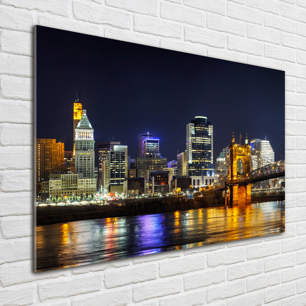 Wall art acrylic Ohio river at night