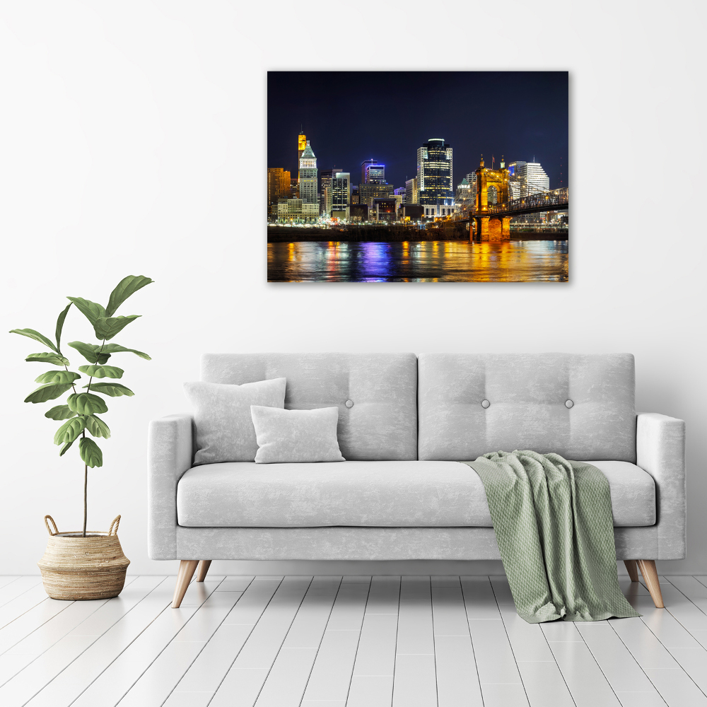 Wall art acrylic Ohio river at night