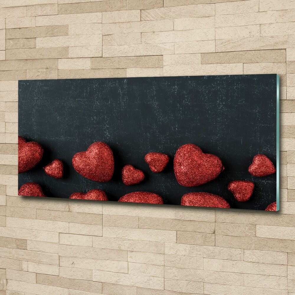 Acrylic print Hearts on the board