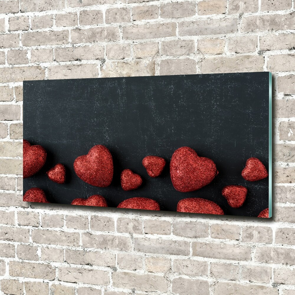 Acrylic print Hearts on the board