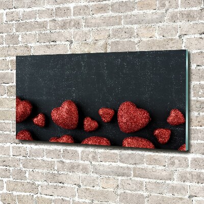 Acrylic print Hearts on the board