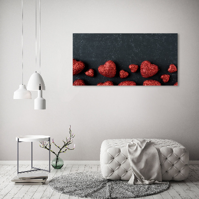 Acrylic print Hearts on the board