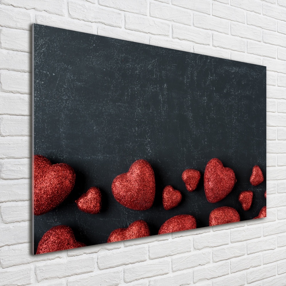 Acrylic print Hearts on the board