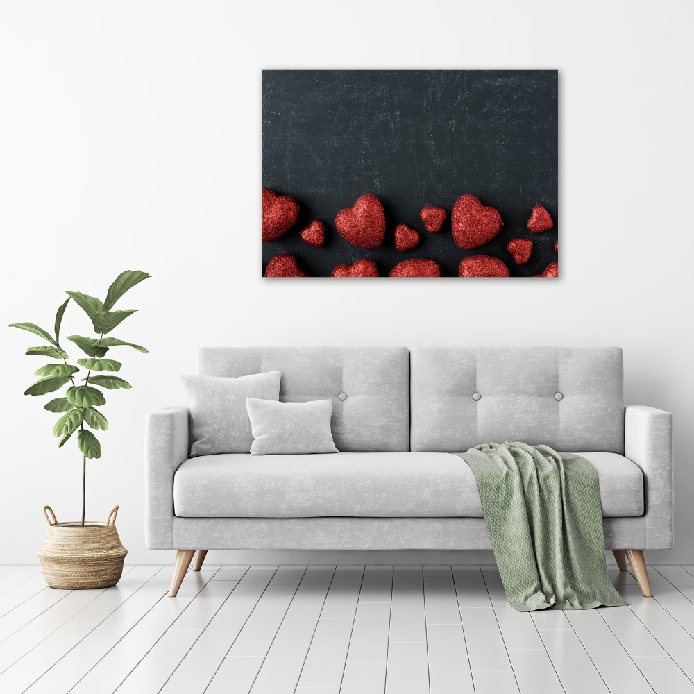 Acrylic print Hearts on the board