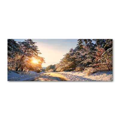 Print on acrylic Road in the forest in winter