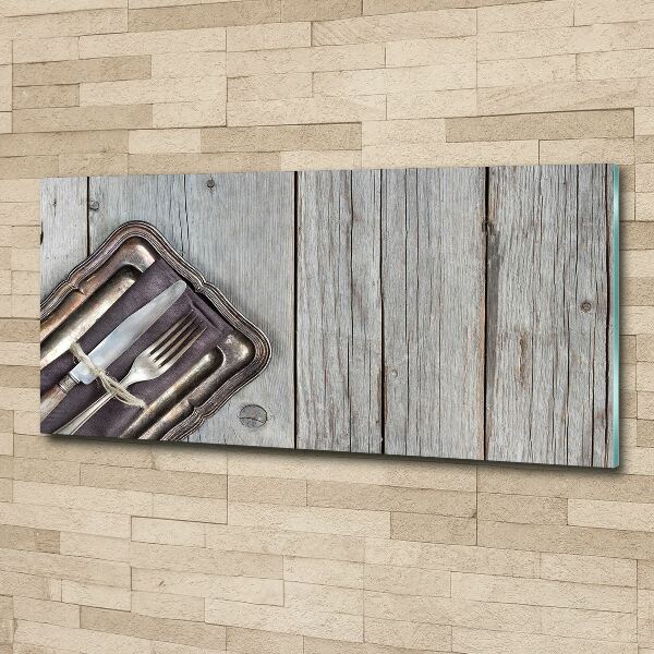 Acrylic print Cutlery on boards