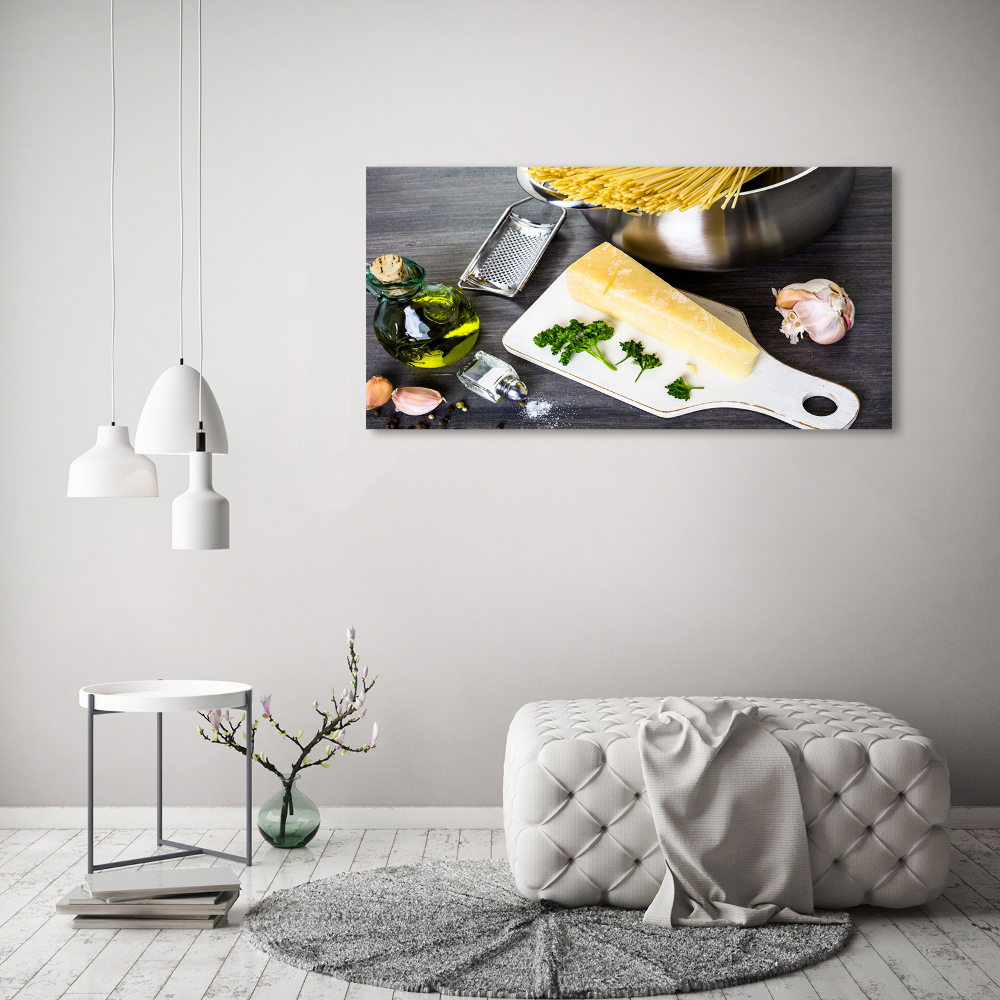 Acrylic print Pasta with garlic