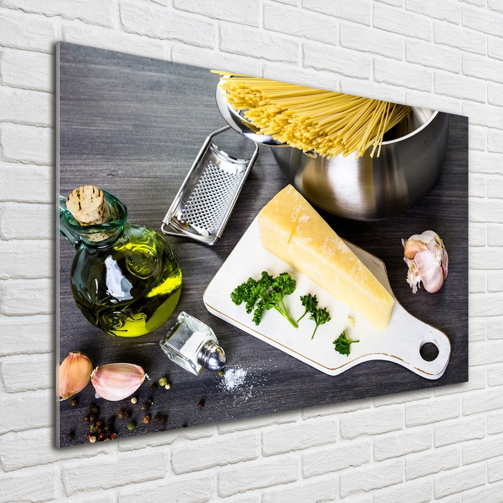 Acrylic print Pasta with garlic