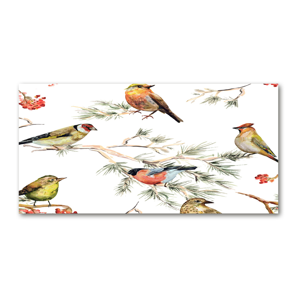 Glass acrylic wall art Forest birds of plants